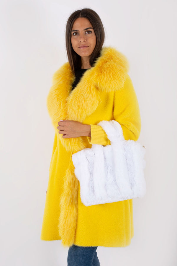 Regina Bag 2 Handles Faux Fur White Woman - 3