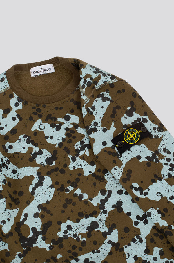 Stone Island Green Camouflage Crewneck Sweatshirt for Boys - 3