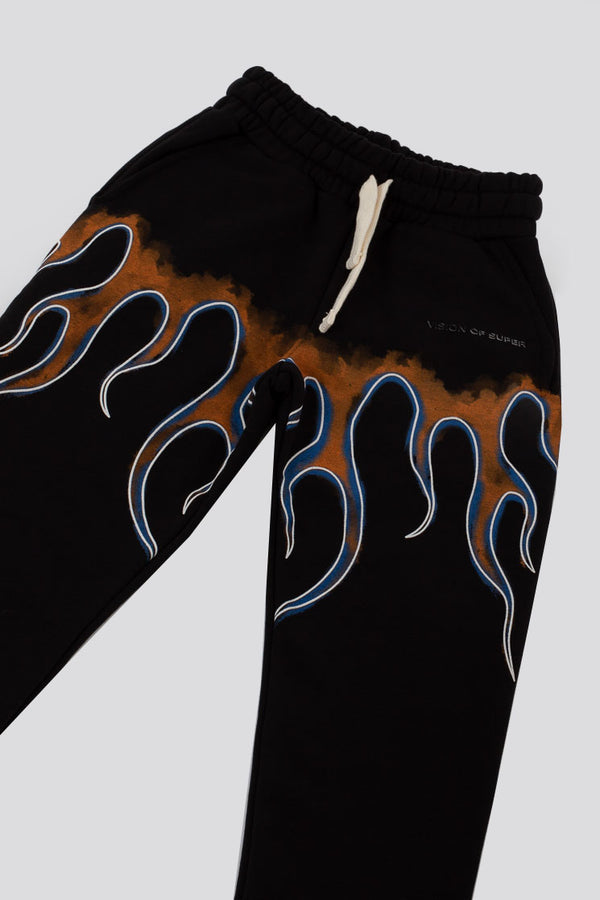 Vision Of Super -vos- Orange Black Flames Sweatpants For Boys - 2