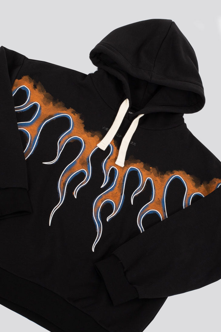 Vision Of Super -vos- Sweatshirt G/c Capp. Orange Black Flames Child - 2