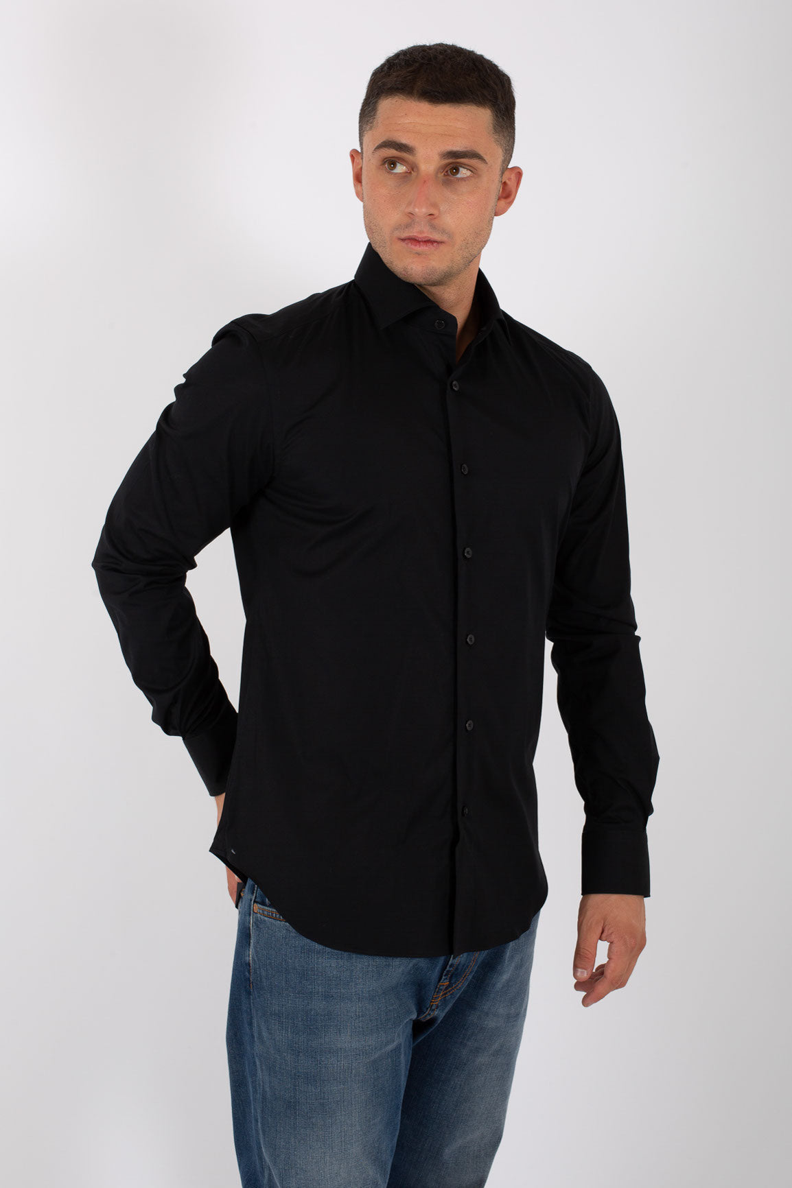 Xacus Camicia Classica Stretch Nero Uomo - 3