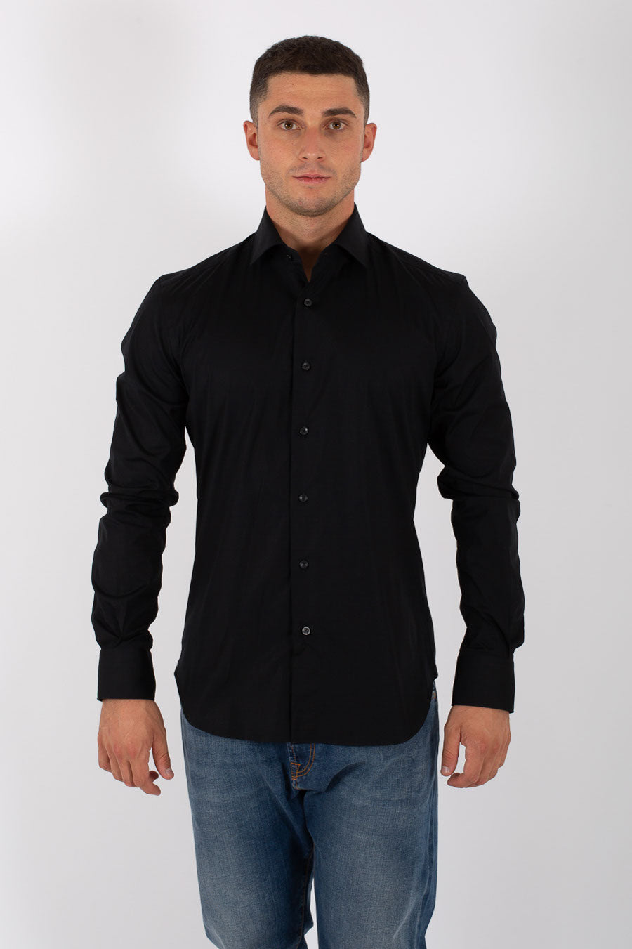 Xacus Camicia Classica Stretch Nero Uomo - 2