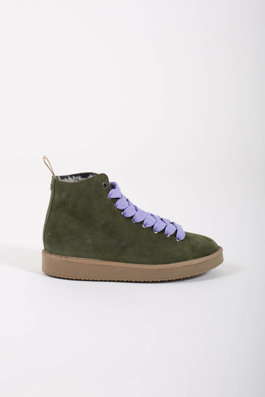 Panchic Ankle Boot Suede Faux Fur Green Women