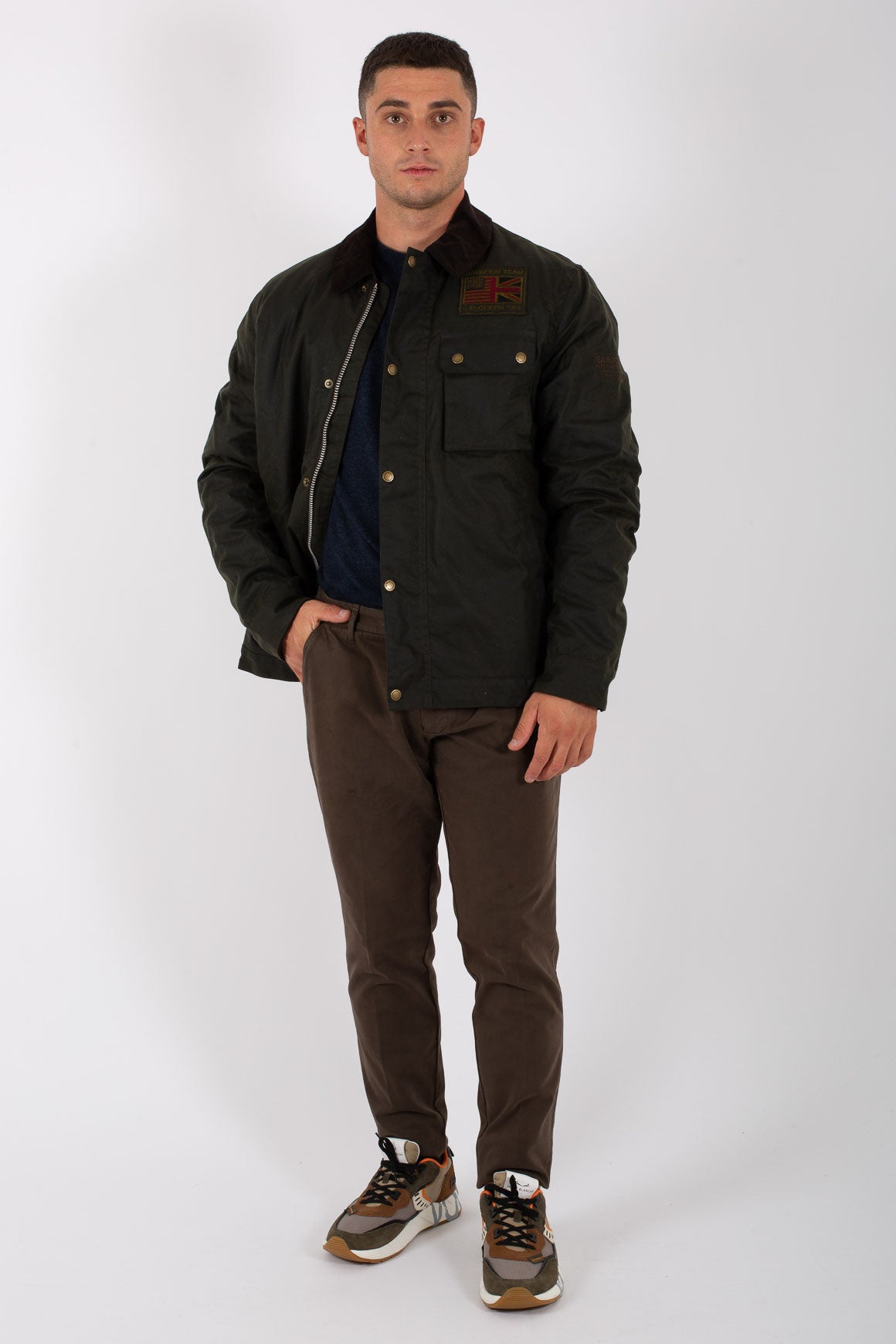 Barbour International Workers Wax Giacca Spalmata Verde Uomo - 2