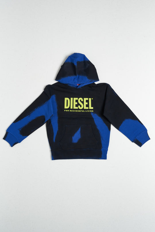 Diesel Kid Felpa Con Cappuccio Logata Blu Bambino