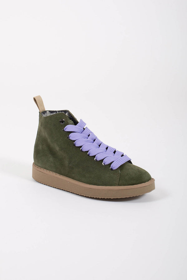 Panchic Ankle Boot Suede Faux Fur Verde Donna - 2