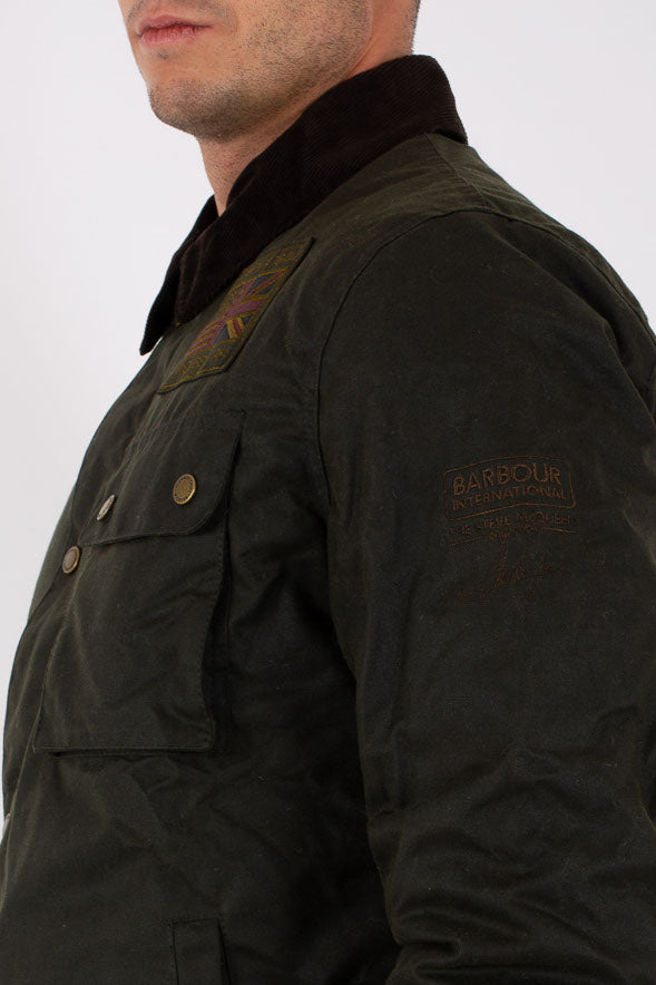 Barbour International Workers Wax Giacca Spalmata Verde Uomo - 5