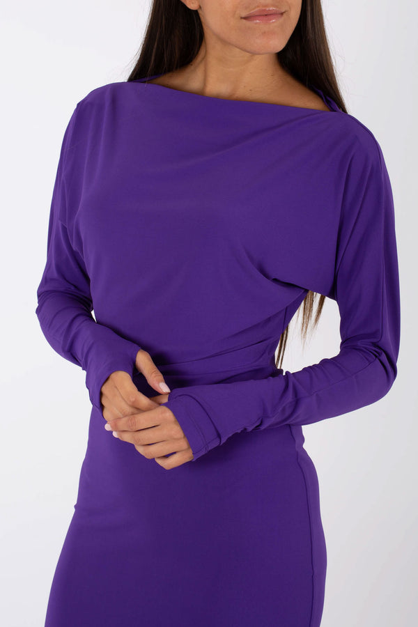 Ottod'ame Women's Purple Asymmetric Dress - 2