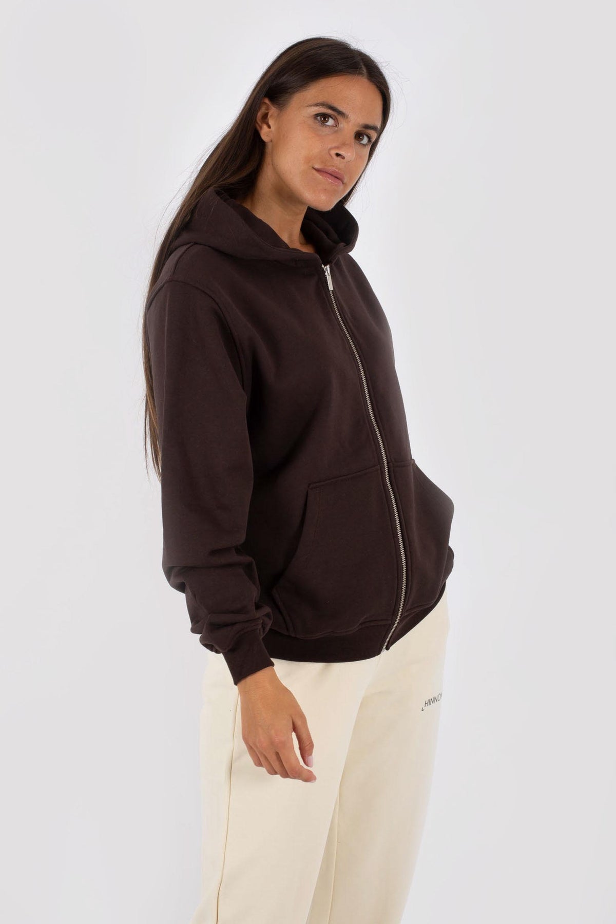 Hinnominate Basic Hoodie / Zip Sweatshirt Brown Women - 3