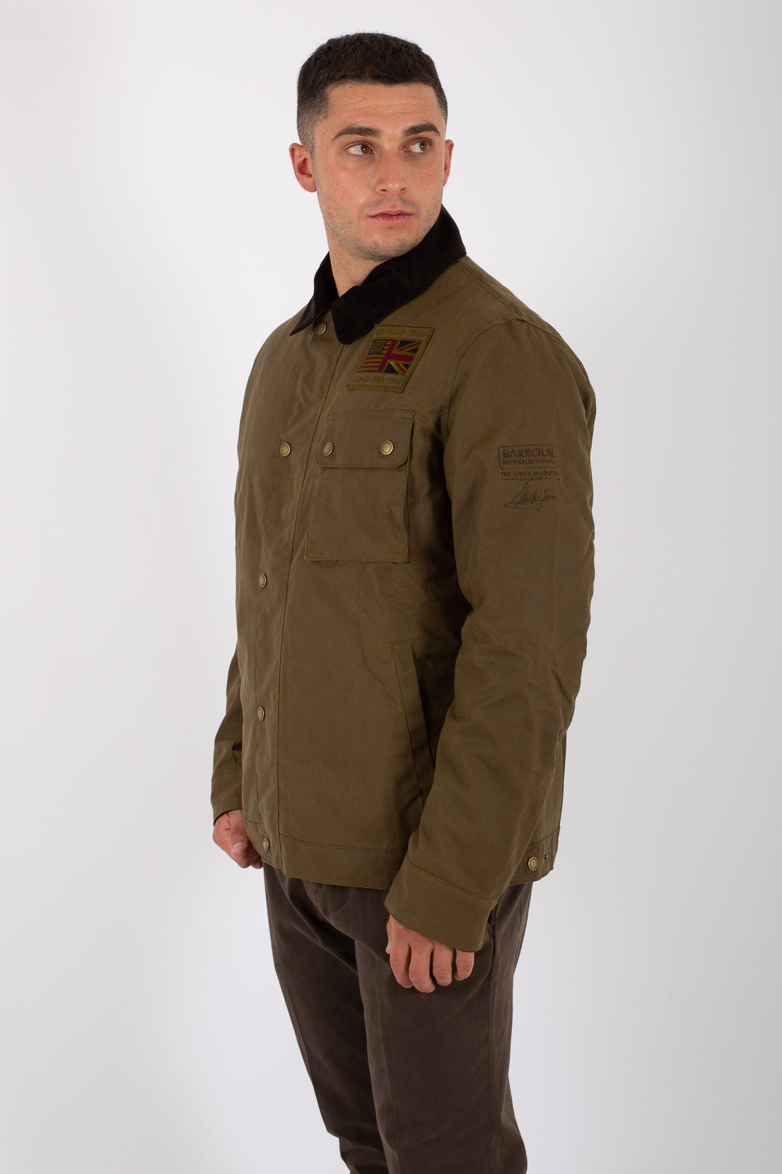 Barbour International Workers Wax Giacca Spalmata Marrone Uomo - 5