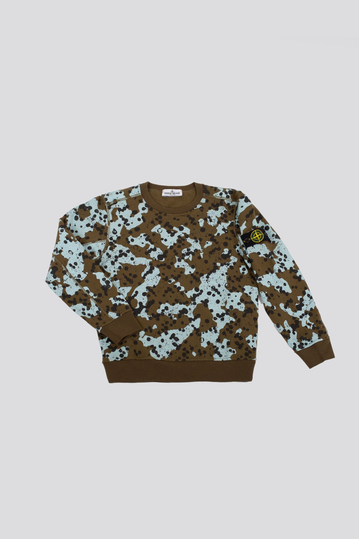 Stone Island Green Camouflage Crewneck Sweatshirt for Boys - 1